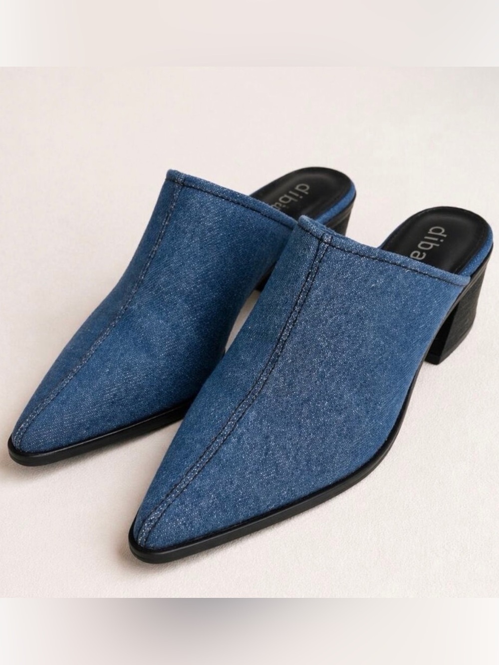Anthropologie x Diba y2k 90s Blue Western Denim Cowgirl Mules Slip On 5.5